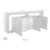 Sideboard 3 Türen 200x40x80cm modernes Bücherregal mit Glasböden Pibrac 