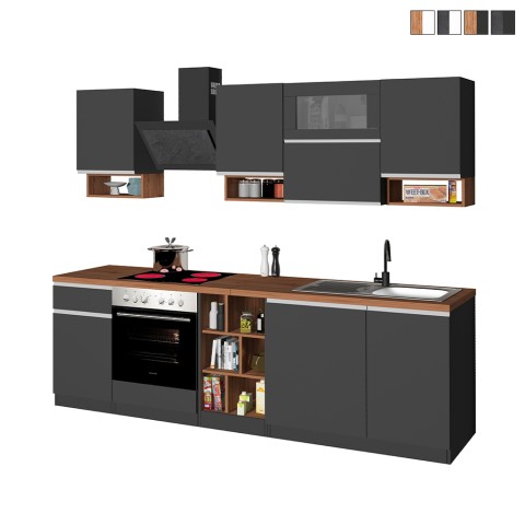 Moderne modulare Küche, lineares Design, 256 cm, Modell Essence Aktion