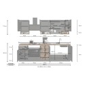 Moderne modulare Küche, lineares Design, 256 cm, Modell Essence 