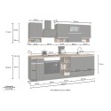 Moderne modulare Küche, lineares Design, 256 cm, Modell Essence 