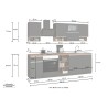 Moderne modulare Küche, lineares Design, 256 cm, Modell Essence 
