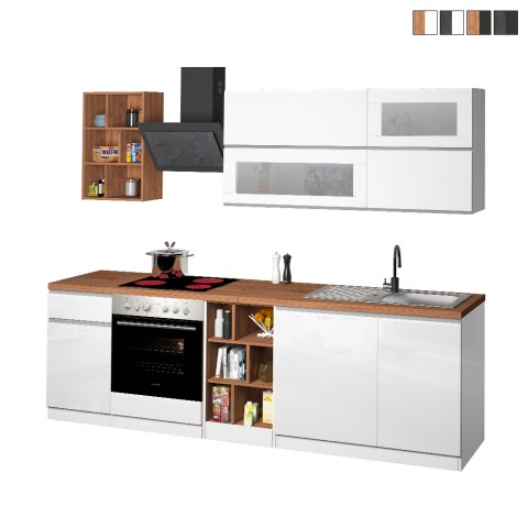 Moderne komplett ausgestattete Küche mit linearem Design, 256cm, modular Unica Aktion