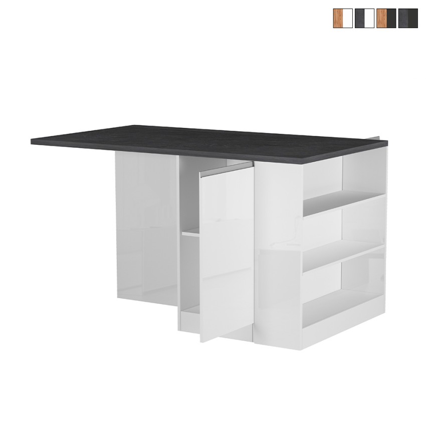 Kücheninsel mit Tisch für moderne Küche 2 Türen 160x90x90cm Grover Sales Kücheninsel mit Tisch für moderne Küche 2 Türen 160x90x90cm Grover Sales