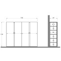 Moderne Schuhschrank 4 Türen weiß Hochglanz Eiche 140x35x111cm Chelsea Modell