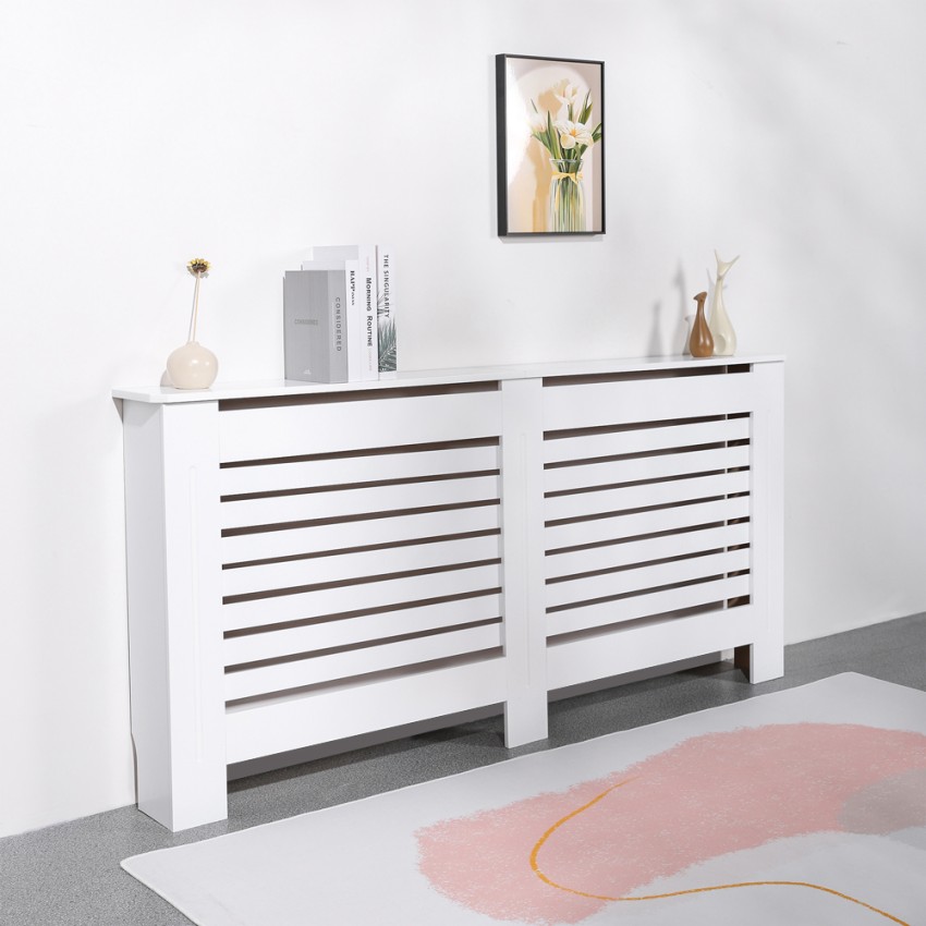 Heizkörperverkleidung 172x19x81,5h Heizkörperabdeckung aus Holz weiss Wormer XXL