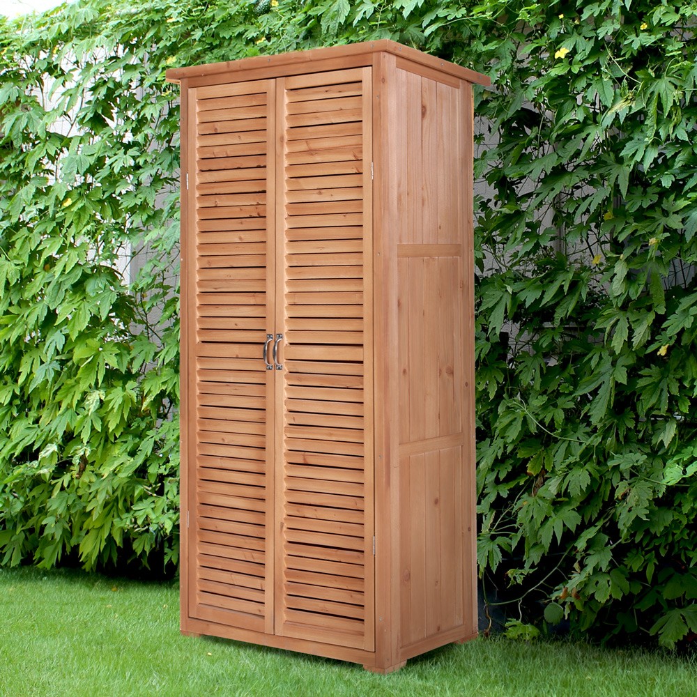 Gartenlagerschrank 87x45x160cm aus Holz, 2 Türen Mallard