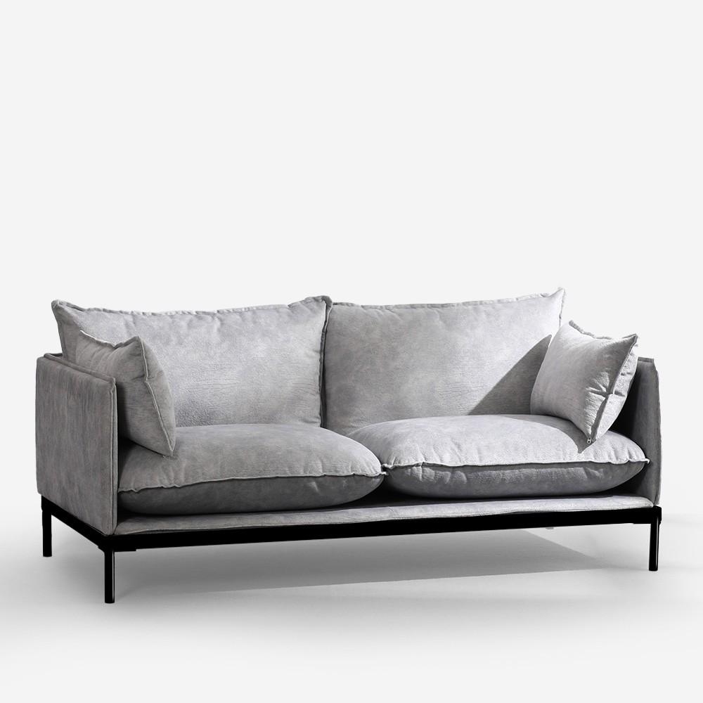 Modernes 2-Sitzer Sofa in grauem Polsterstoff Bonn