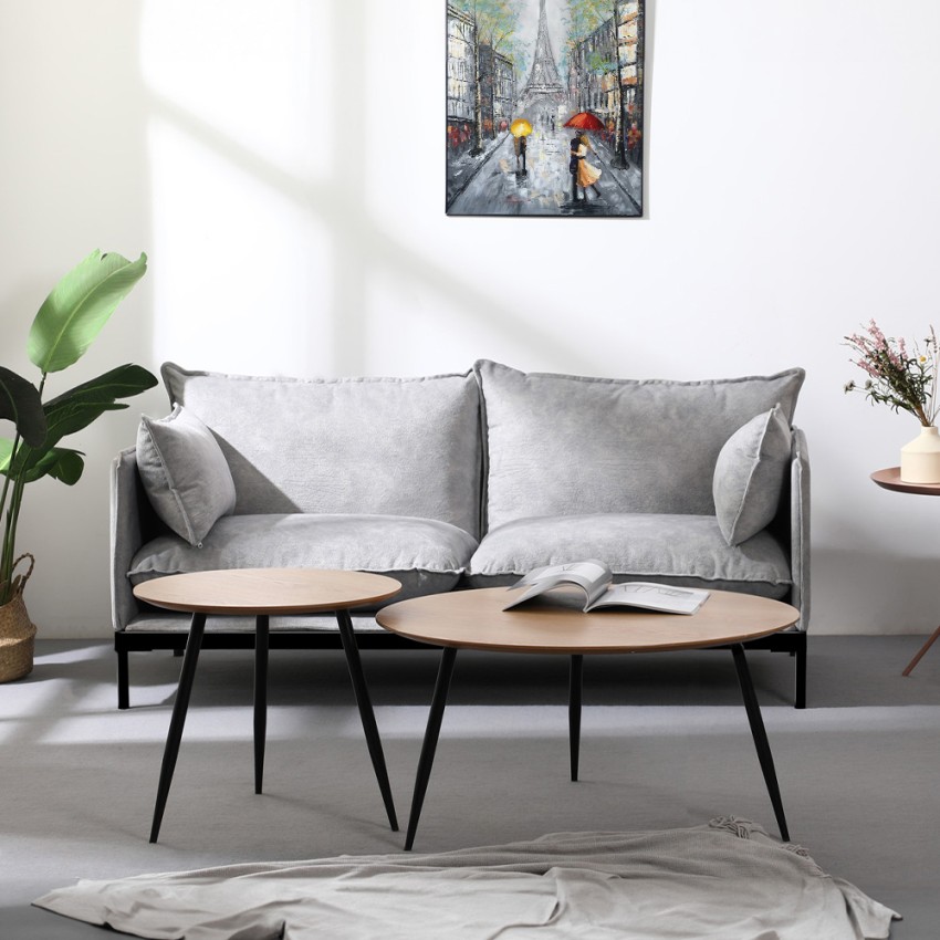  Bonn: Wohnzimmer Sofa 2-Sitzer modern aus Stoff grau gepolstert