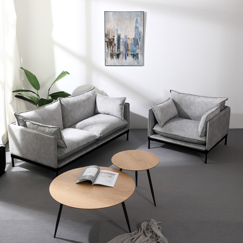 2-Sitzer Sofa Wohnzimmer Modern Aus Stoff Grau Gepolstert Bonn
