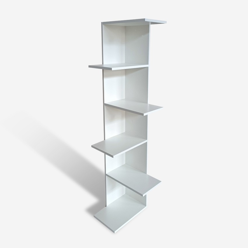 Modernes weißes Eckbücherregal 142 cm hoch 5 Regale für das Wohnzimmer Bekas