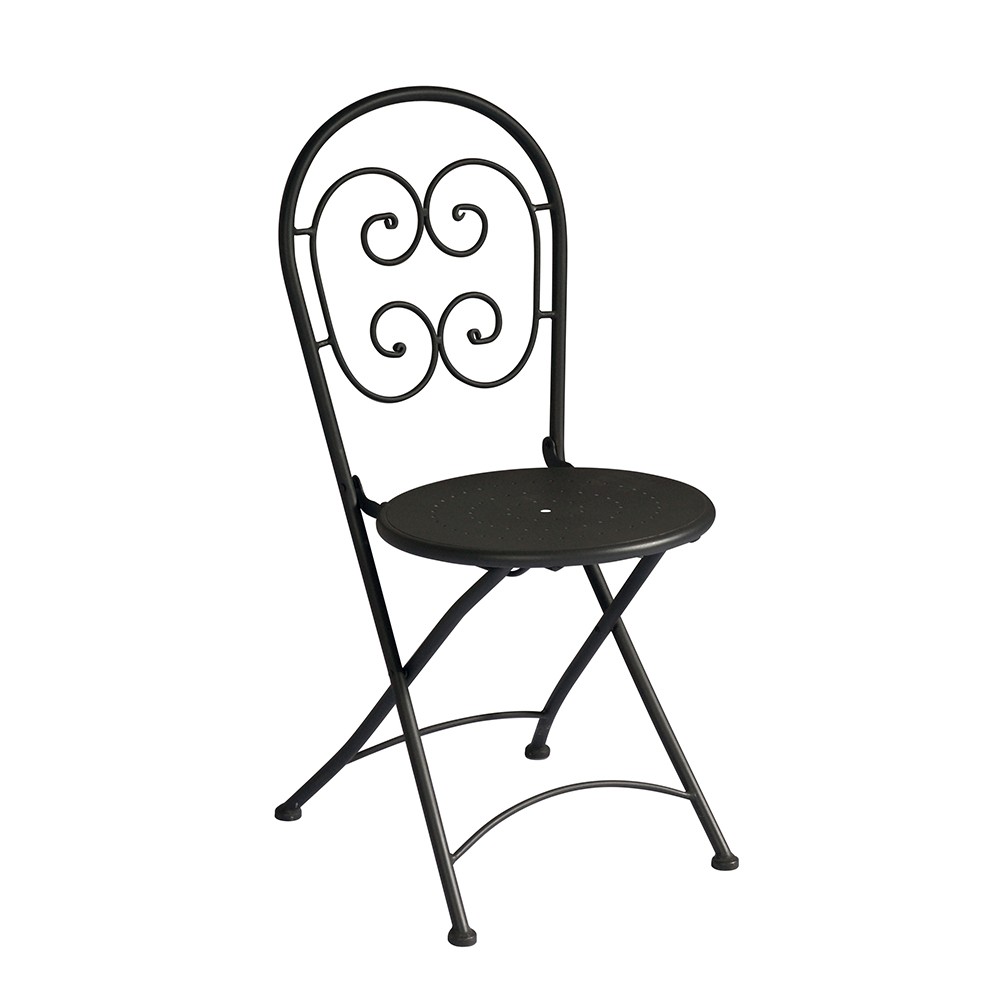 Set 2 x klappbare Stühle aus Eisen für den Außenbereich im Bistro-Roche-Stil