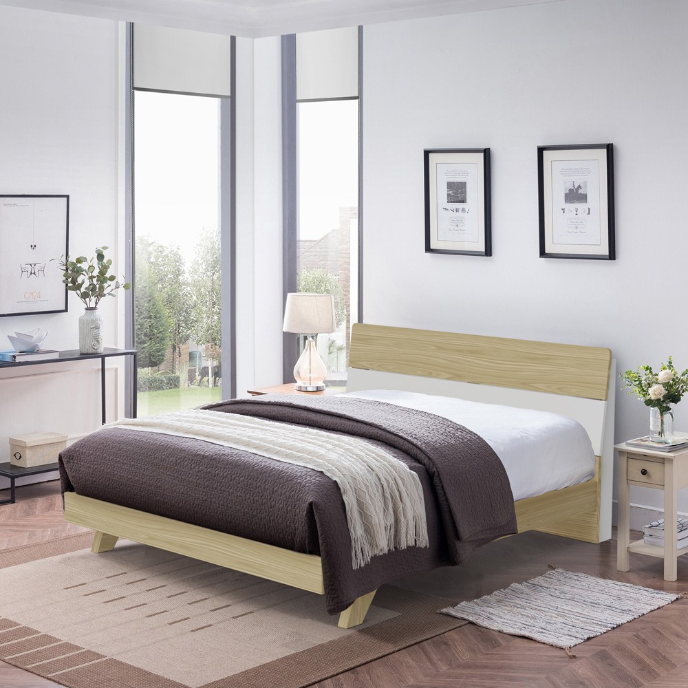 Modernes Holzdesign Doppelbett 160x190cm mit Kopfteil und Lattenrost Landeck