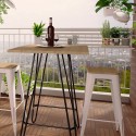 Hoher Tisch im Industrial Design 60x60 aus Metall Stahl und Holz Bolt Modell
