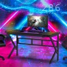 Gaming-Schreibtisch 120x60cm LED Carbon ergonomischer Kopfhörerhalter Sportbot LED 120 Eigenschaften