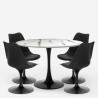 Set 4 Stühle Tulipan weiß schwarz runder Tisch 120cm Marmoreffekt Lapis+ Lagerbestand