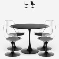 Set Tisch rund 120cm schwarz 4 Stühle im Tulpenstil transparent Almat+ Aktion