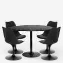 Set 4 Stühle aus schwarzem Polycarbonat, runder Tulipan-Küchentisch 120 cm Haki+ Katalog
