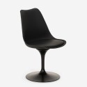 Set 4 Stühle aus schwarzem Polycarbonat, runder Tulipan-Küchentisch 120 cm Haki+ Maße