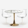 Set runder Tisch 80cm Tulipan goldene Marmoreffekt 2 weiße Stühle Saidu Rabatte