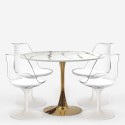 Set 4 Tulipan Stühle weißer, runder Tisch mit goldener Marmoreffekt-Oberfläche, 120cm Durchmesser Saidu+ Katalog