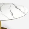Set 4 Tulipan Stühle weißer, runder Tisch mit goldener Marmoreffekt-Oberfläche, 120cm Durchmesser Saidu+ 
