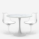 Set runder Tisch 80cm Tulipan Marmoreffekt 2 Stühle schwarz-weiß Liwat Sales
