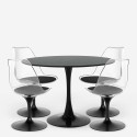Set 4 Tulipan Stühle runder Tisch 120 cm weiß schwarz Marmoreffekt Liwat+ Rabatte