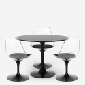 Set Tisch Tulipan rund 90cm weiß schwarz 3 durchsichtige Stühle Wasen Modell