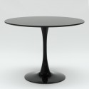 Set Tisch Tulipan rund 90cm weiß schwarz 3 durchsichtige Stühle Wasen 