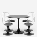 Set 4 Stühle weiß schwarz transparenten Tisch Tulipan rund 100cm Yallam. Preis