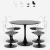 Set 4 Stühle weiß schwarz transparenten Tisch Tulipan rund 100cm Yallam. Sales