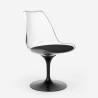 Set 4 Stühle weiß schwarz transparenten Tisch Tulipan rund 100cm Yallam. 