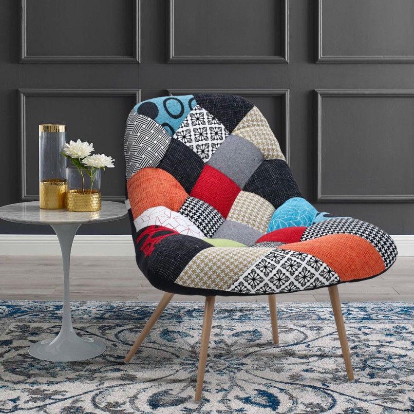   Nevada: Sessel Wohnzimmer Stoff Patchwork mehrfarbig skandinavischer Stil
