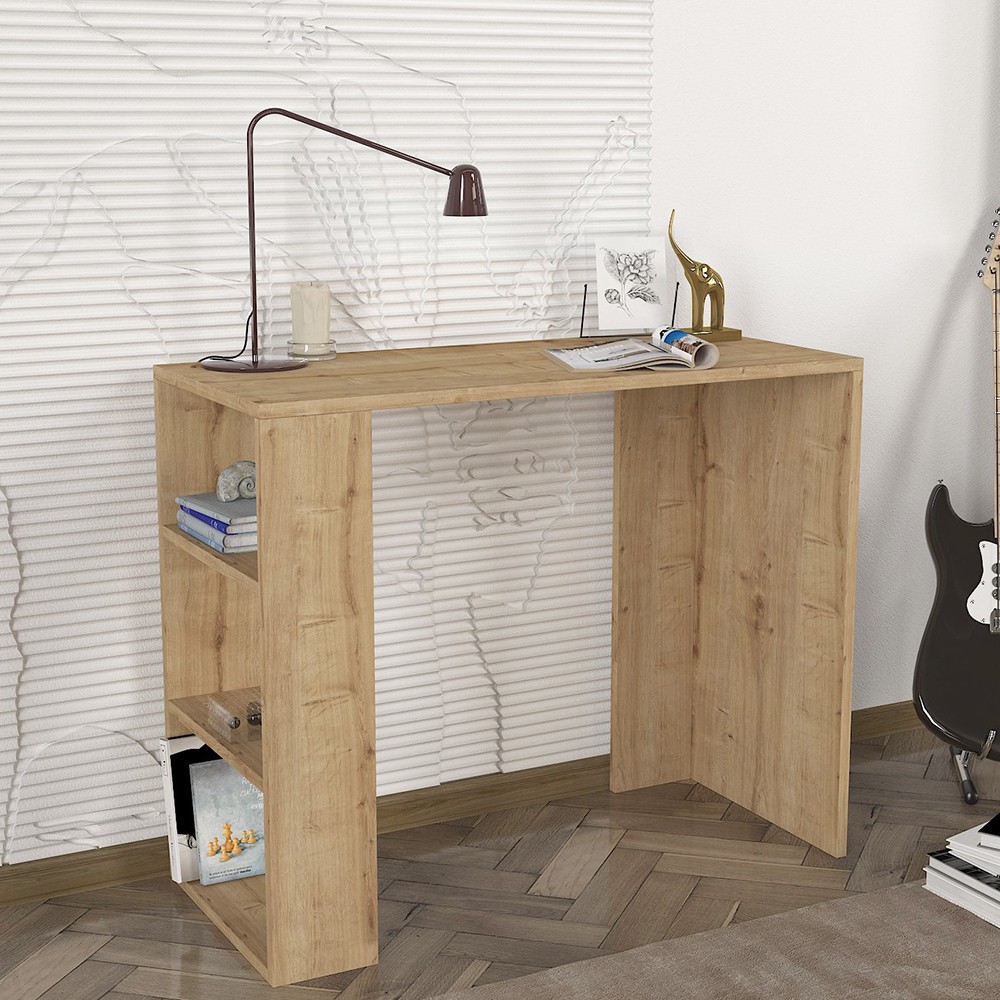 Büro Schreibtisch 3 Regale 90x40x74cm modernes Holz Netenya