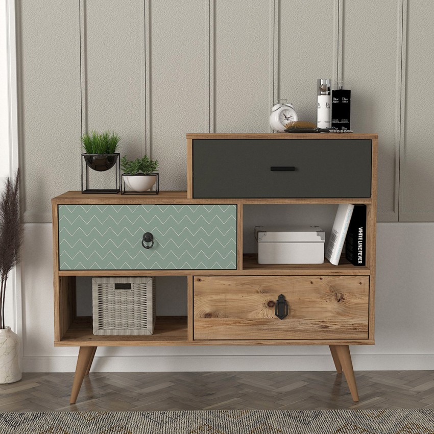 Shabby-Chic-Wohnzimmerschrank mit 2 Türen und 1 Schublade 110x40x93cm Triwave