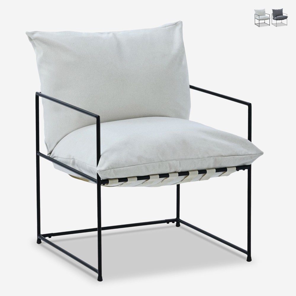 Modernes Design Sessel in minimalistischen Stil Stoff Metall schwarz Alaska
