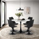 Set 4 Stühle Tulipan weiß schwarz runder Tisch 120cm Marmoreffekt Lapis+ Sales