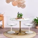 Set runder Tisch 80cm Tulipan goldene Marmoreffekt 2 weiße Stühle Saidu Angebot