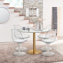 Set Tisch Tulipan weiß marmor Effekt 120cm vergoldet 4 Stühle Vixan+ Sales