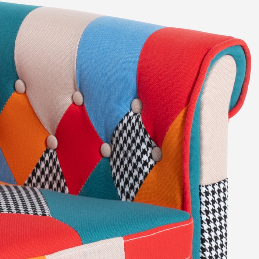  Caen: Patchwork Clubsessel Aus Stoff Mehrfarbig Modernes Design 