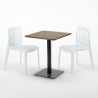 Quadratisch Tisch Holzeffekt und Schwarz Stahlfuß 60x60 cm mit 2 Bunten Stühlen Gruvyer Kiss 