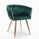 Design-Sessel aus Samt mit goldenen Beinen und Armlehnen Versailles Modell