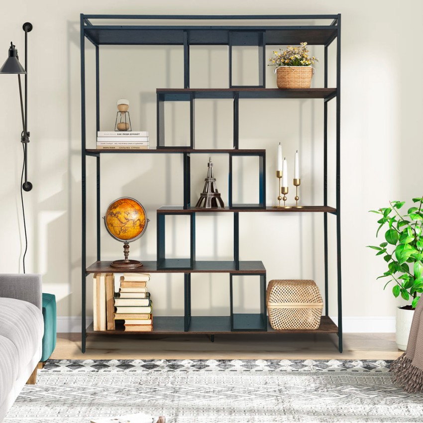  Dolmen: industrieller Stil Bücherregal 140x30x183h Hold und Metall Wand 
