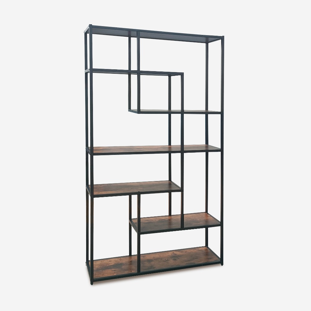 Bücherregal aus Eisen und Holz industrieller Design 100x30x180h Fravit