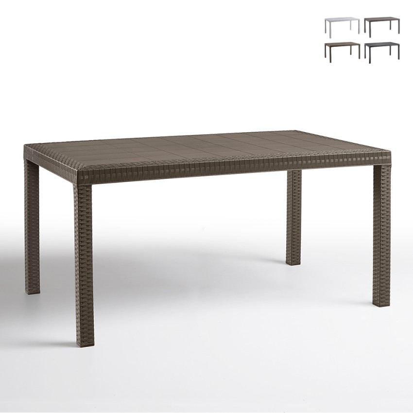 Gartentisch im Freien 150x90cm aus Rattan-Polypropylen Houston Verkauf Gartentisch im Freien 150x90cm aus Rattan-Polypropylen Houston Verkauf
