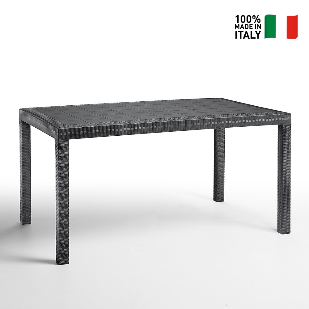 Gartentisch im Freien 150x90cm aus Rattan-Polypropylen Houston