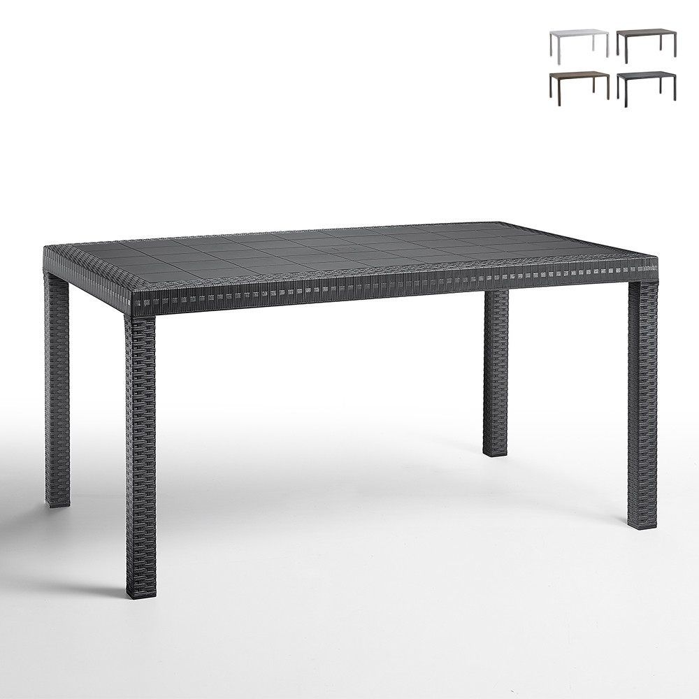 Gartentisch im Freien 150x90cm aus Rattan-Polypropylen Houston