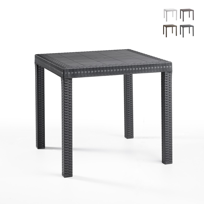 Quadratischer Tisch 80x80cm für den Garten im Freien aus Polypropylen-Rattan Dallas Verkauf