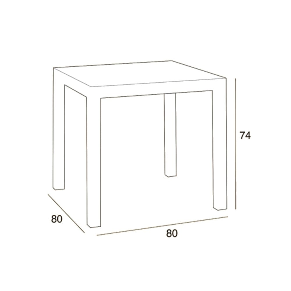 Quadratischer Tisch 80x80cm für den Garten im Freien aus Polypropylen-Rattan Dal