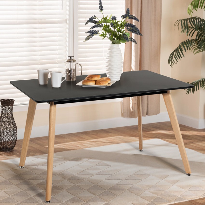   Demant: Esstisch aus Holz Küche 120x80cm weiss schwarz


